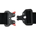 Open quick release belt buckle with the two halves separated
